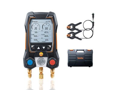 Testo 550S Basis set -(BRL100) Slimme digitale manifold met tang-temperatuurvoelers met kabel 05645501