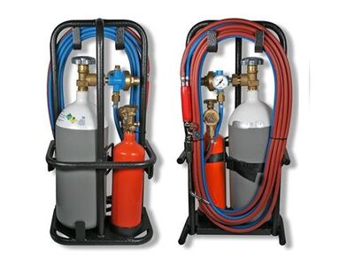 GLOOR hardsoldeer set compleet ME-2000 / HS4+ GEVULD, 5M slang! voorgevuld en originele drukregelaar van het merk GLOOR