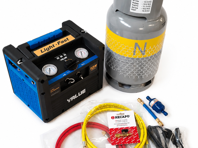 VALUE VRR12N Set recovery machine plus slangen en kraan en cilinder, voor regeneratie of recycling