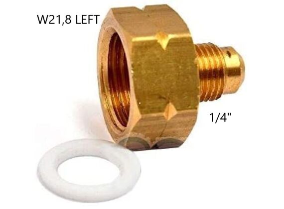 HECAPO W21,8 LEFT x 1/4 Inch SAE   (R32, R1234YF, R600, R290) koppeling 