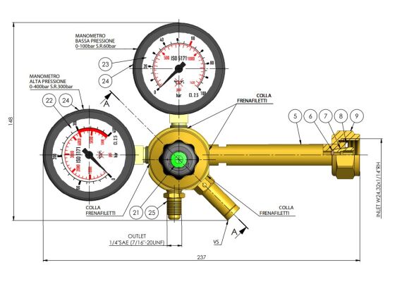 Stikstof reduceerventiel 0-60 BAR HVAC (N2) II 109,00