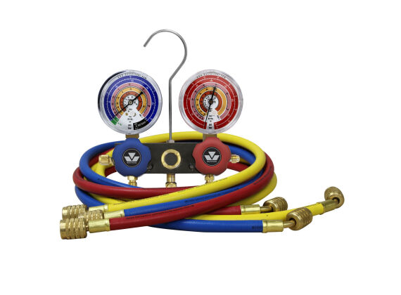 Mastercool 93661-EB1  R32 R410A R407C R22 2 weg manometerset  klasse 1.0 drukmeter