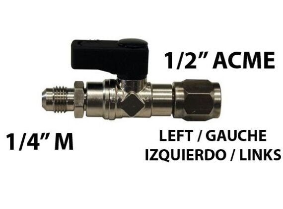 F 1/2 ACME LH  X M 1/4 INCH R32 R1234YF ADAPTER 