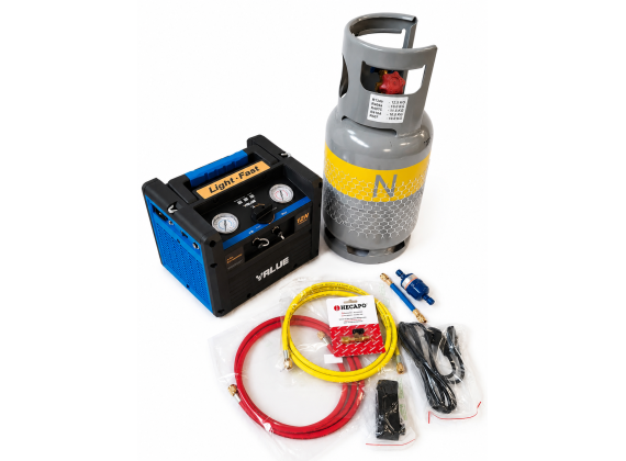 VALUE VRR12N Set recovery machine plus slangen en kraan en cilinder, voor regeneratie of recycling