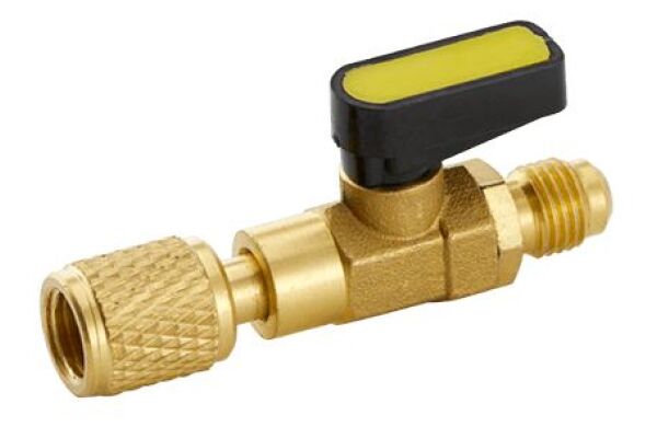 HECAPO M 1/4  X F 1/4 INCH SAE, kogel ventiel met valve depressor