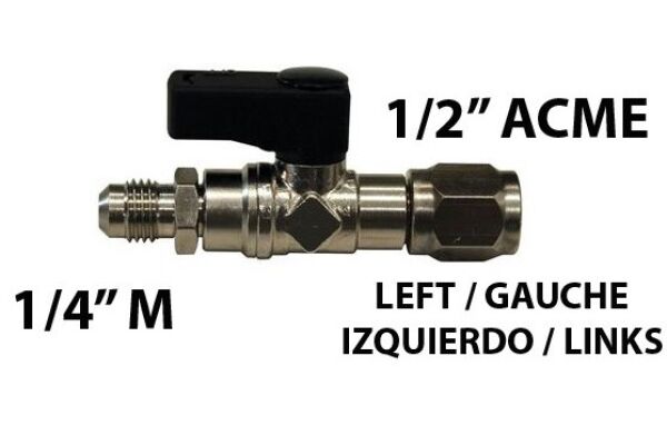 F 1/2 ACME LH  X M 1/4 INCH R32 R1234YF ADAPTER 