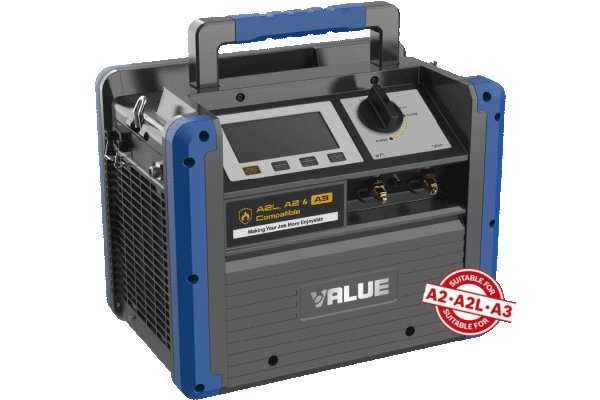 VALUE A2L + A3 VRDDF 1089,00 RECOVERY UNIT (R32, R600 R290) + CERTIFICERING BRANDBARE GASSEN 