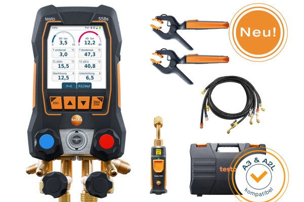 TESTO 558S SMART Slimme digitale manifold met draadloze vacuüm- en tang-temperatuurvoelers A2L A3 0564 5583